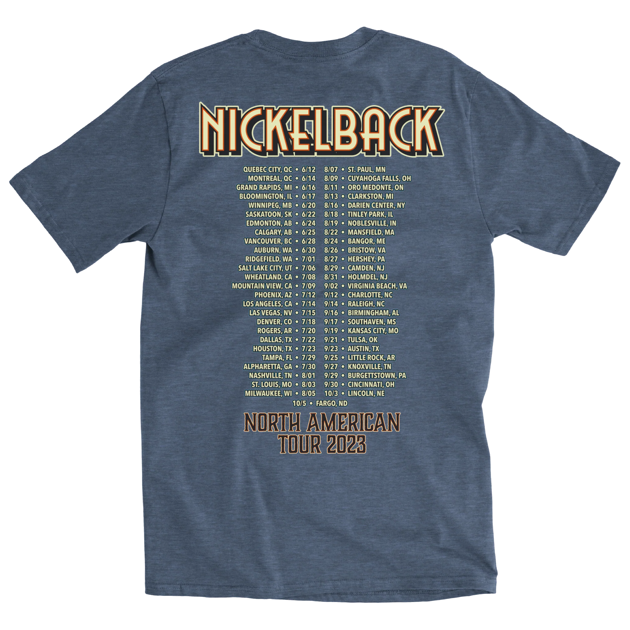 Nickelback 2023 Tour Heather Denim Tee - Image 3