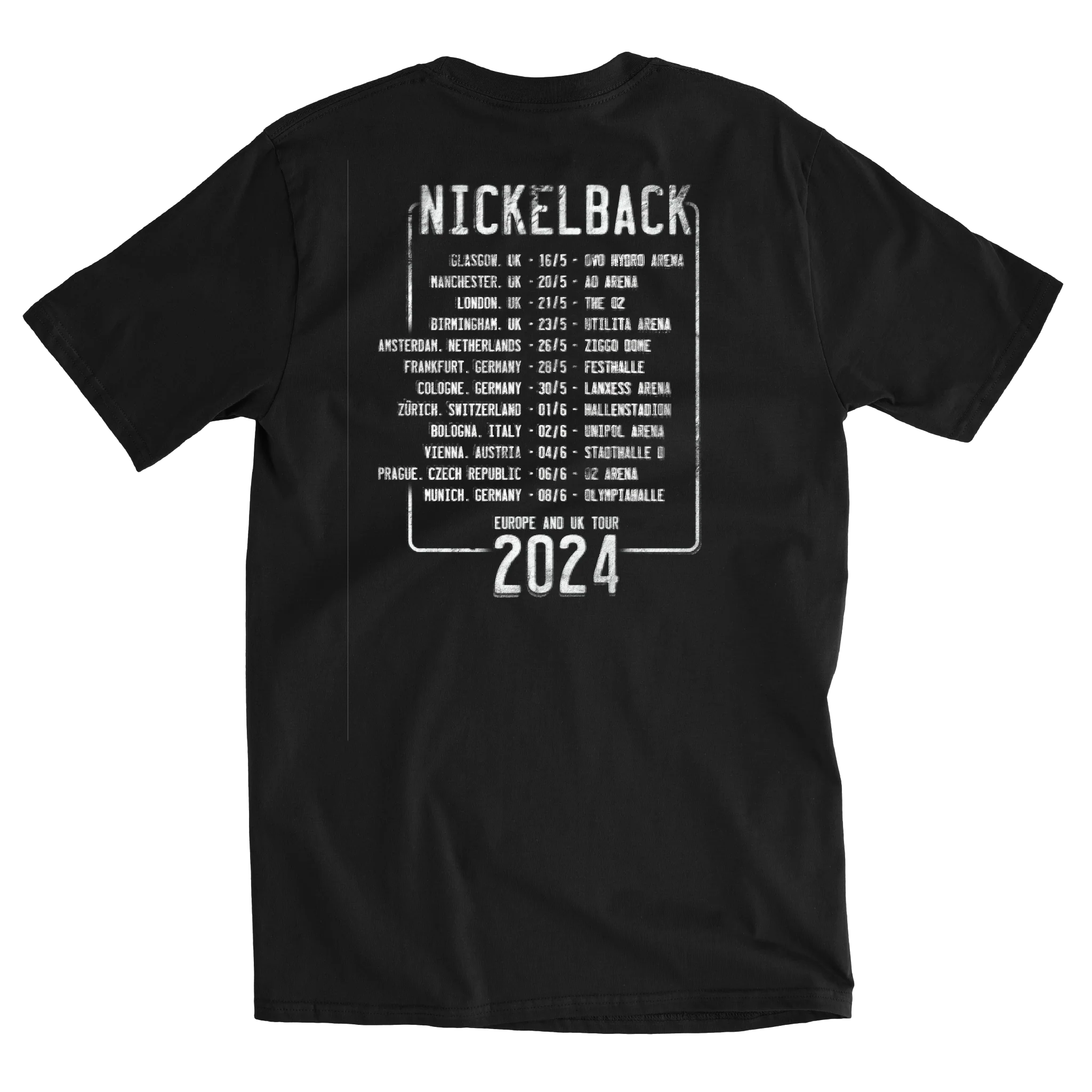 Roll1n License Plate 2024 European Tour Black Tee - Image 3